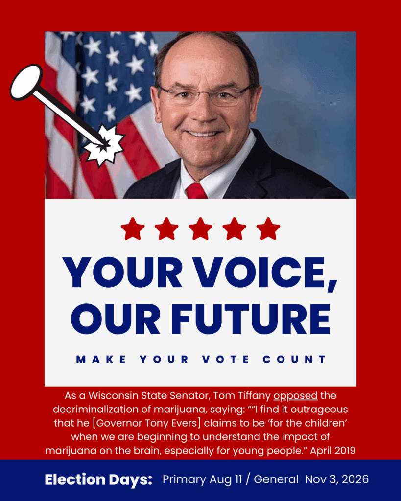 as a wisconsin state senator, rep. tiffany opposed the decriminalization of marijuana, saying ““i find it outrageous that he [governor tony evers] claims to be ‘for the children’ when we are begin