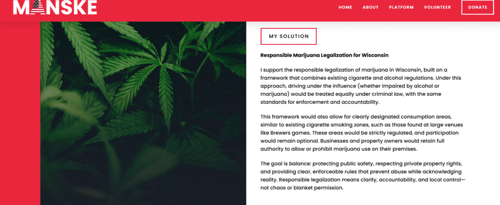 Andy Manske, Republican Governor Candidate 2026 Cannabis Statement